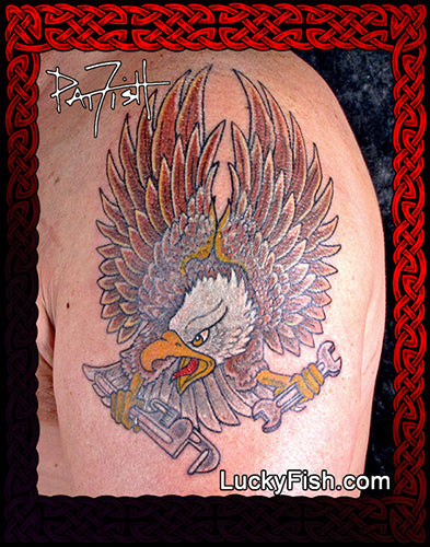 Plumbing Eagle Tattoo Design