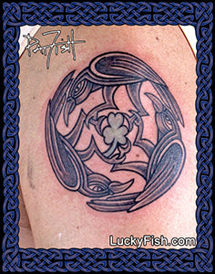 Shamrock Ravens Celtic Tattoo Design