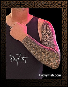 Celtic Hero Forearm Sleeve Tattoo Design — LuckyFish, Inc. and