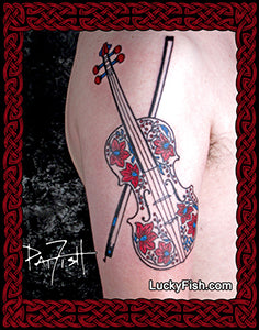 Hungarian Violin Tattoo Design