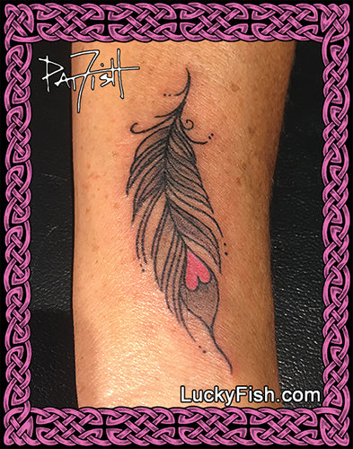 Heart Feather Tattoo Design