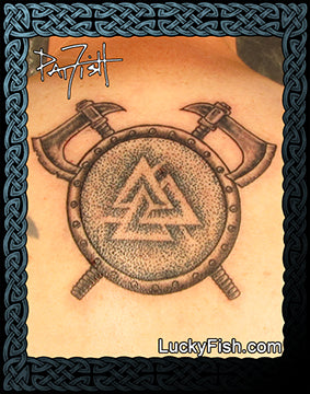 Viking Valknut War Shield Tattoo Design
