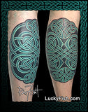 Remember Shield Celtic Knot Tattoo Design on leg