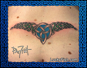 transcendence Celtic lower back tattoo design