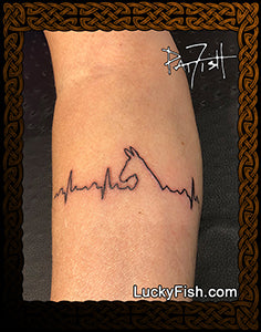 Mule or Horse Tattoo with Heartbeat Design