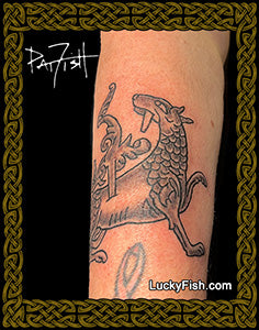 Maeshowe Dragon Wolf Tattoo Design 1