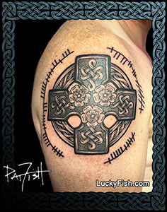 Rose Cross Celtic Tattoo Design
