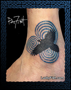 newgrange spiral raven tattoo design