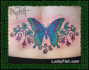 Swallowtail and Fuchsia Tattoo Design