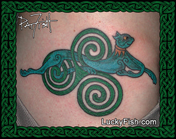 Newgrange Spiral Kells Cat Celtic Tattoo Design