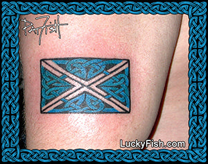 Scottish Saltire Flag Tattoo with Celtic Design