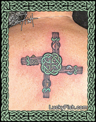 St Brigid's Cross Celtic Tattoo Design with LuckyFish branding