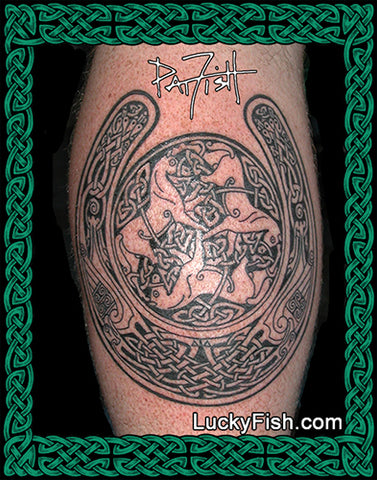 Equestrian Luck Celtic Horse Tattoo Design