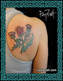 Rose and Thistles Tattoo Design 2