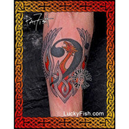 Bass Clef Phoenix Celtic Music Tattoo Design 2