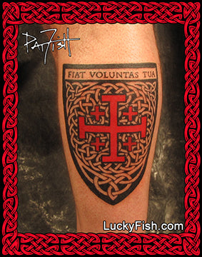 Crusader Cross Shield Tattoo Design