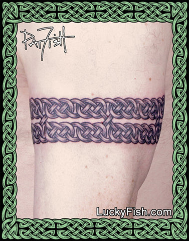 A Celtic knot tattoo in rainbow colors | Ratta Tattoo