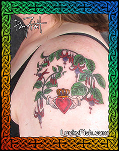Celtic Fuchsia and Claddagh Tattoo Design