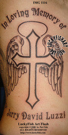 Angel Cross Memorial Tattoo Design 1