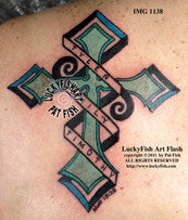 Tribal Name Cross Christian Tattoo Design 1