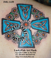 Daisy Cross Celtic Tattoo Design 1