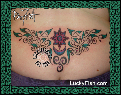 Star Lite Celtic Lower Back Tattoo Design