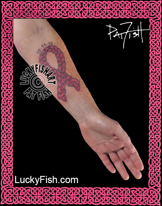 Celtic Pink Breast Cancer Ribbon Tattoo Design