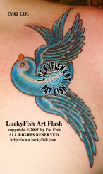 Dancing Bluebird Classic Tattoo Design 1