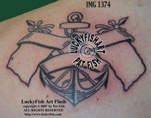 Anchored Flags Classic Tattoo Design 1