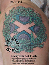 Thistle Saltire Scottish Celtic Tattoo Design 1