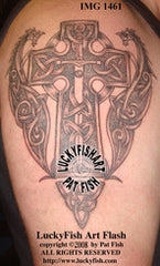 Knight Dragon Tattoo with Celtic Cross Design