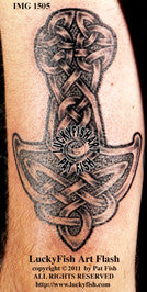 Knotwork Thor's Hammer Celtic Viking Tattoo Design 1