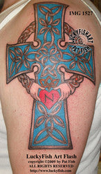 Devotional Claddagh Cross Celtic Tattoo Design 1