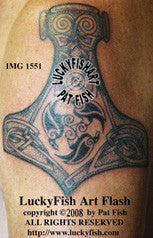 Thor's Raven Hammer Viking Celtic Tattoo Design 1
