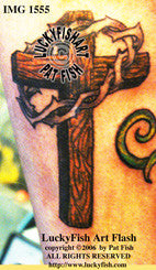 Crown of Thorns Cross Christian Tattoo Design 1