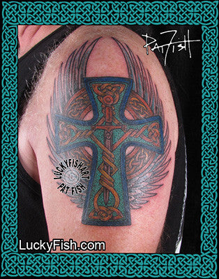Archangel Warrior Cross Celtic Tattoo Design