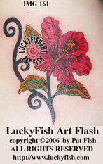 Hibiscus Swirl Tattoo Design 1
