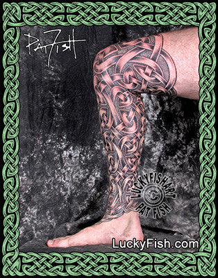 Celtic Warrior Full Leg Tattoo Design