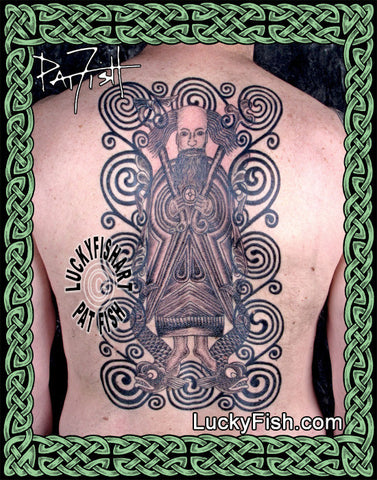 St Brendan in the Waves Irish Celtic Tattoo Design 
