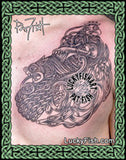 Celtic Peacock-Lion-Eel Tattoo Design 