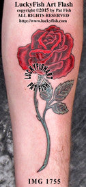 Long Stem Rose Tattoo Design 