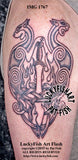 Celtic Flaming Sword Cats Tattoo Design