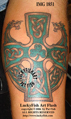 Lucky Dragons Cross Tattoo Design