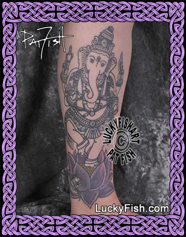 Dancing Lord Ganesha Hindu Tattoo Design