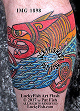 Celtic Lion and Peacock Intertwined Band Tattoo Design