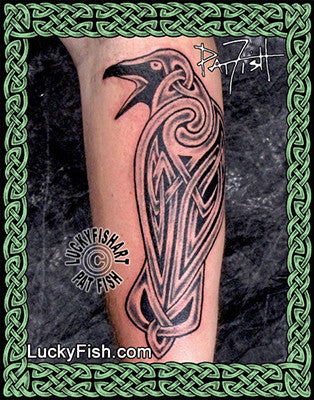 The Morrigan Celtic Battle Goddess Raven Tattoo Design 