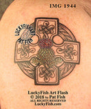 Celtic cross Scottish thistle tattoo design