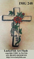 Passion Flower Cross Christian Tattoo Design 1