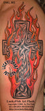 Flame of Faith Celtic Cross Tattoo Design