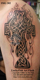 Flame of Faith Cross Celtic Tattoo Design 2
